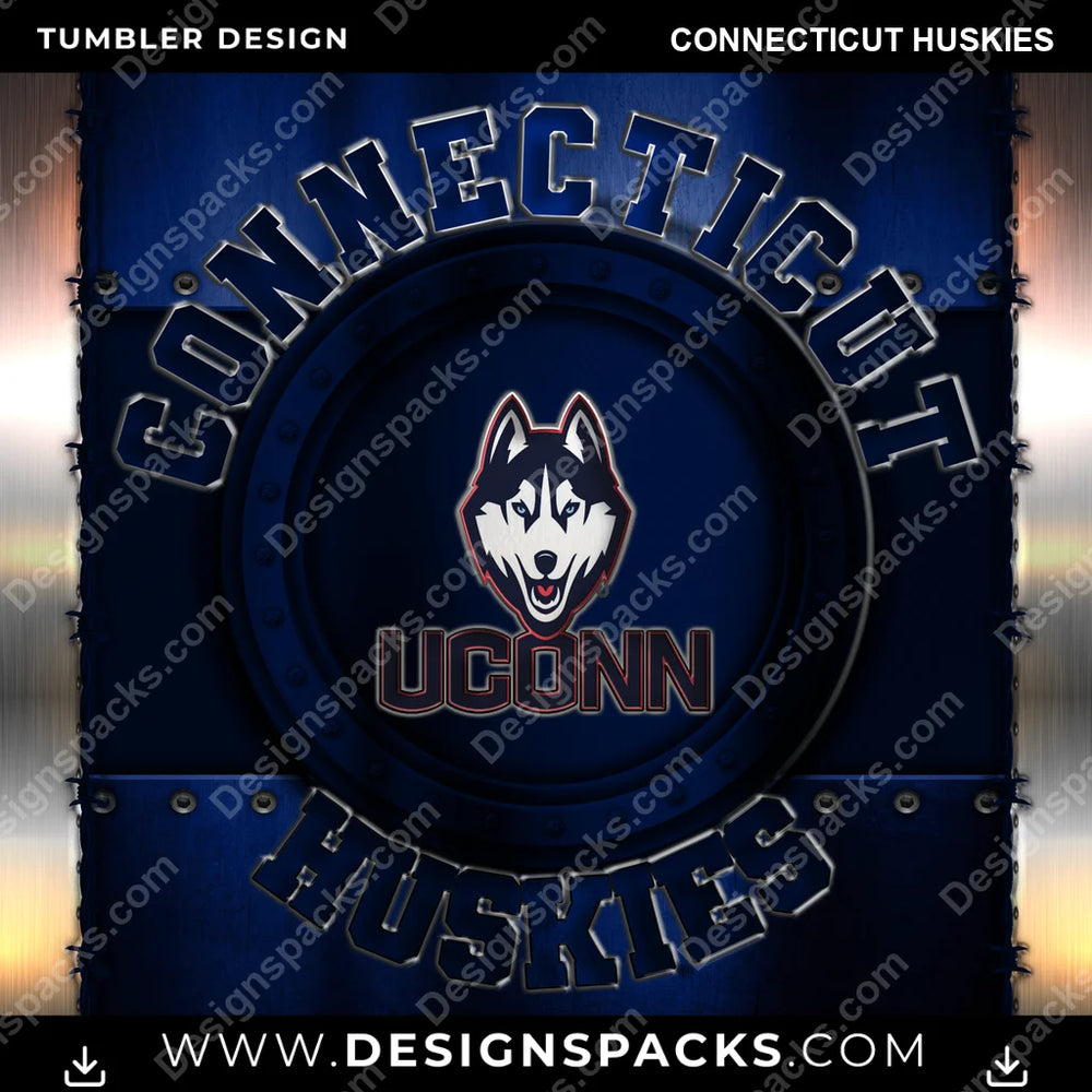 College Sport Metal Connecticut Huskies NCAA College Sport Tumbler Digital Wrap Design Download