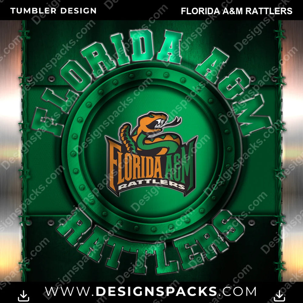 College Sport Metal Florida A&M Rattlers NCAA College Sport Tumbler Digital Wrap Design Download