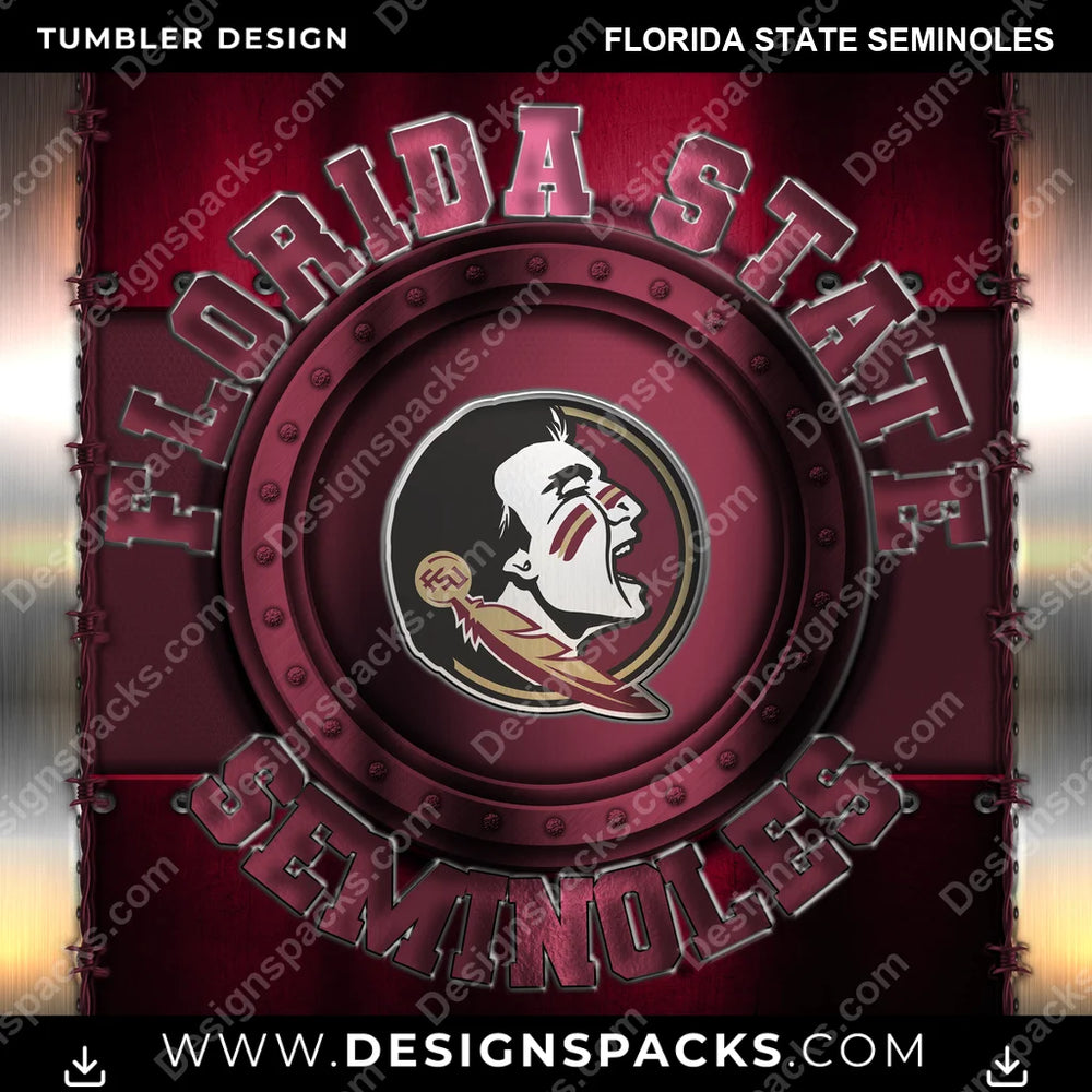 College Sport Metal Florida State Seminoles NCAA College Sport Tumbler Digital Wrap Design Download