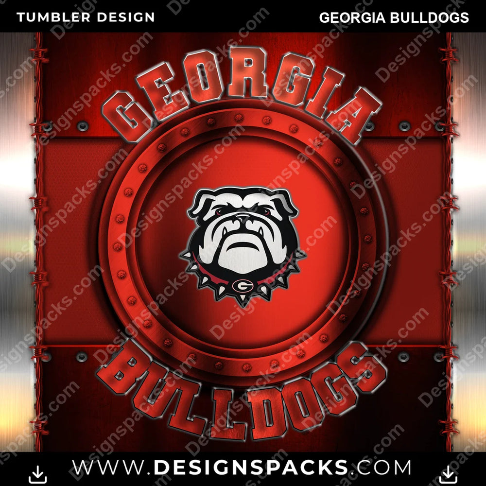 College Sport Metal Georgia Bulldogs NCAA College Sport Tumbler Digital Wrap Design Download