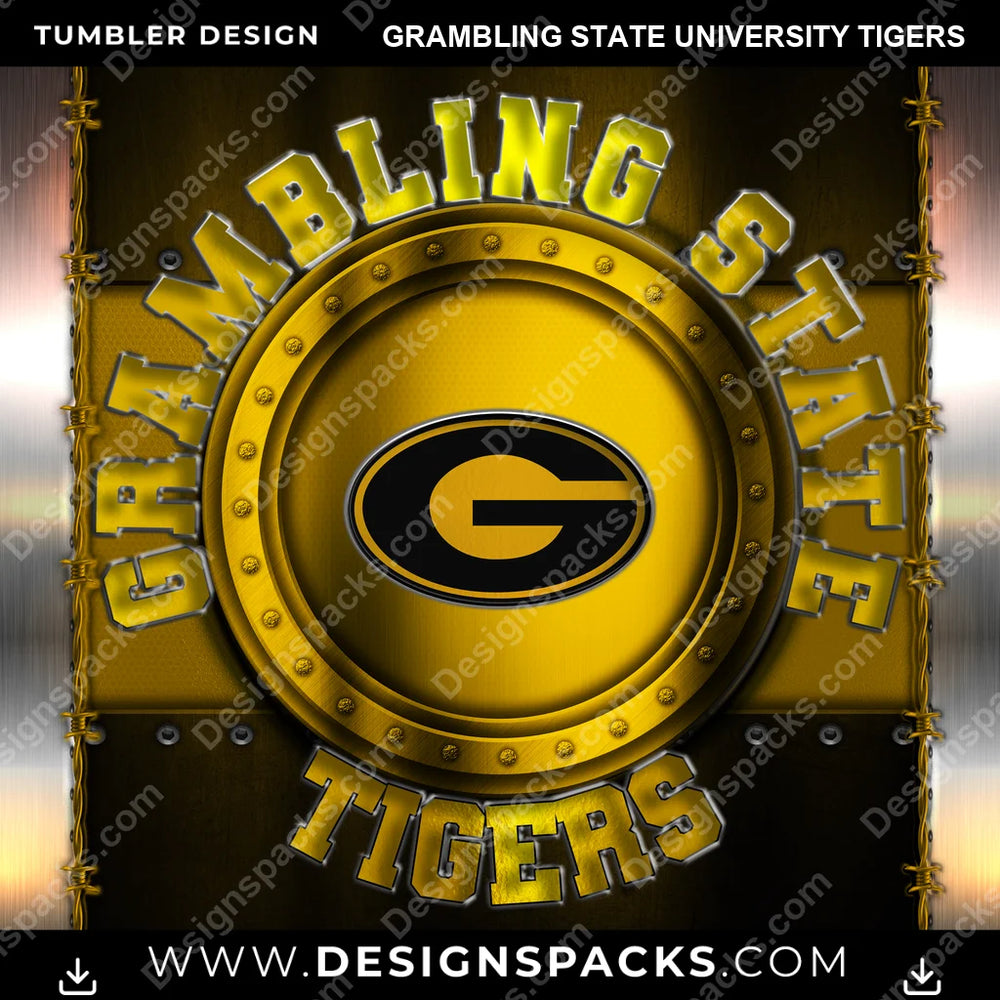 College Sport Metal Grambling State University Tigers NCAA College Sport Tumbler Digital Wrap Design Download