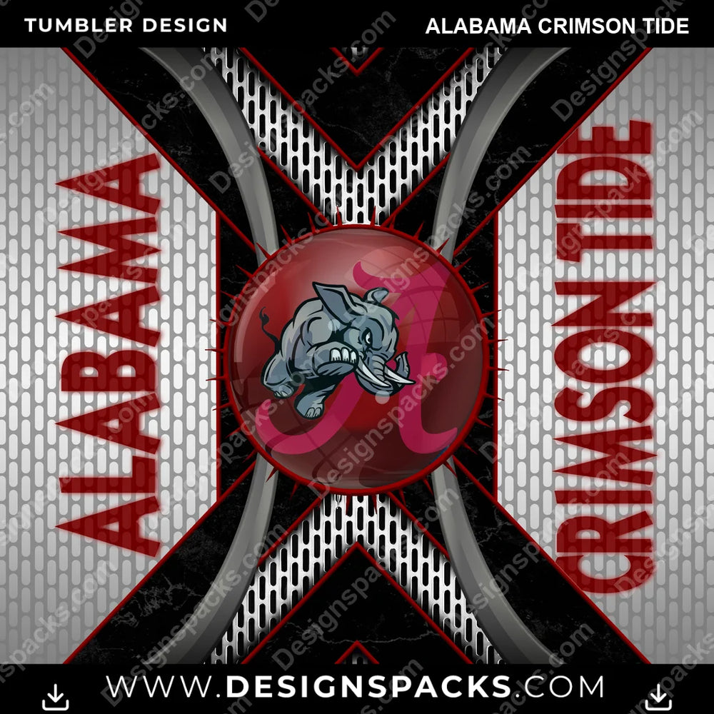College Sport Metal Grating Alabama Crimson Tide NCAA College Sport Tumbler Digital Wrap Design Download