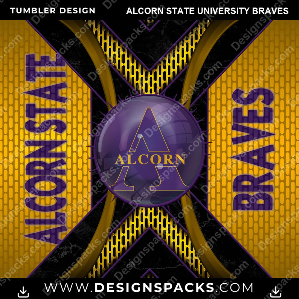 College Sport Metal Grating Alcorn State University Braves NCAA College Sport Tumbler Digital Wrap Design Download
