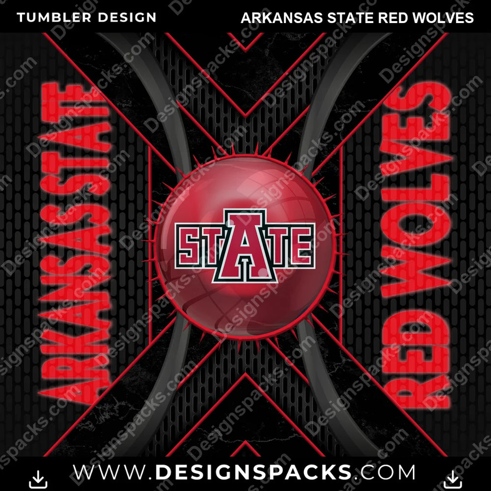 College Sport Metal Grating Arkansas State Red Wolves NCAA College Sport Tumbler Digital Wrap Design Download