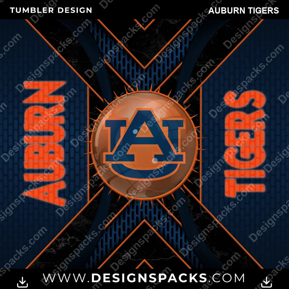 College Sport Metal Grating Auburn Tigers NCAA College Sport Tumbler Digital Wrap Design Download