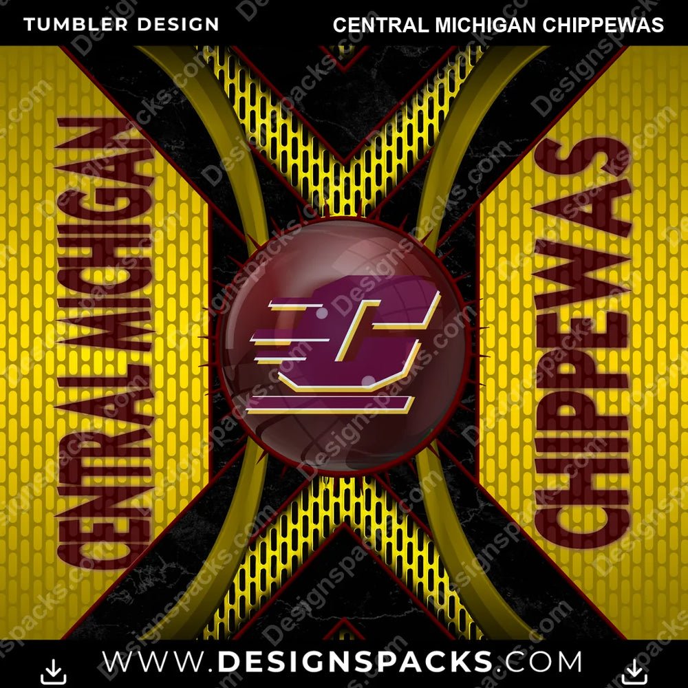 College Sport Metal Grating Central Michigan Chippewas NCAA College Sport Tumbler Digital Wrap Design Download