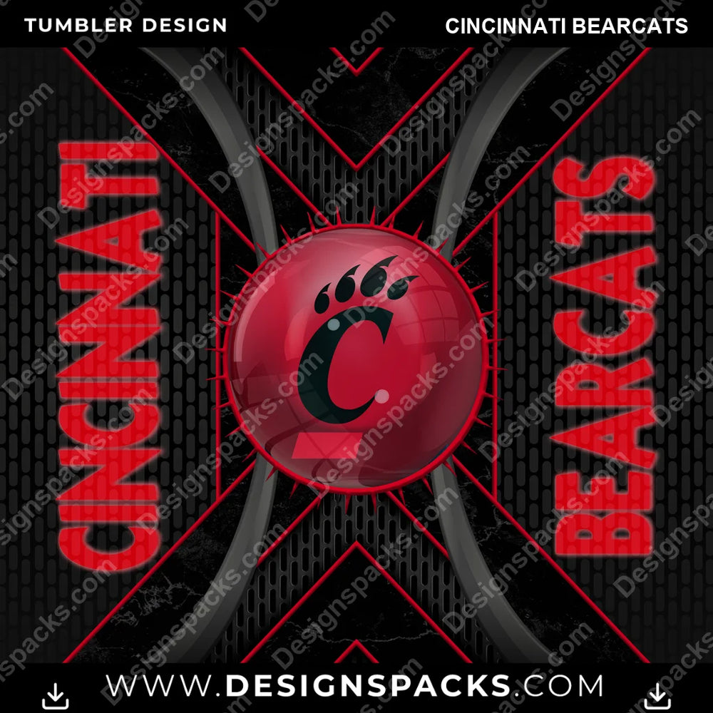 College Sport Metal Grating Cincinnati Bearcats NCAA College Sport Tumbler Digital Wrap Design Download