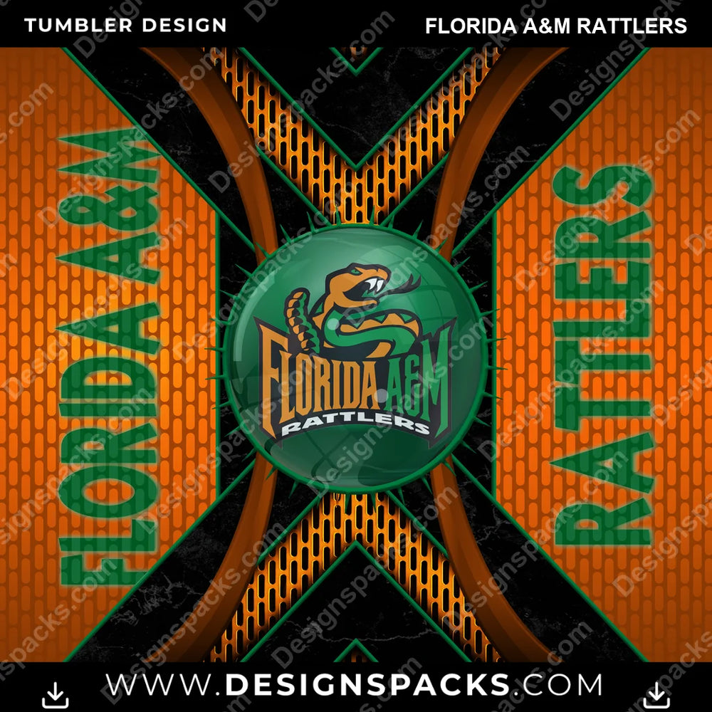 College Sport Metal Grating Florida A&M Rattlers NCAA College Sport Tumbler Digital Wrap Design Download