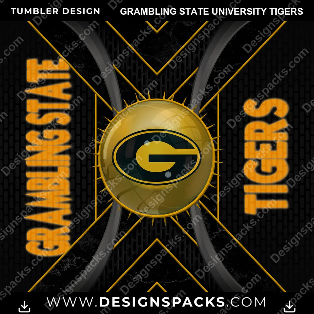 College Sport Metal Grating Grambling State University Tigers NCAA College Sport Tumbler Digital Wrap Design Download