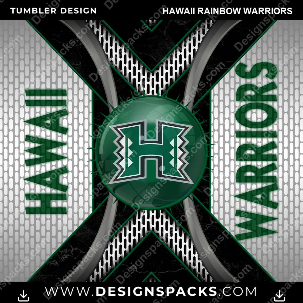 College Sport Metal Grating Hawaii Rainbow Warriors NCAA College Sport Tumbler Digital Wrap Design Download