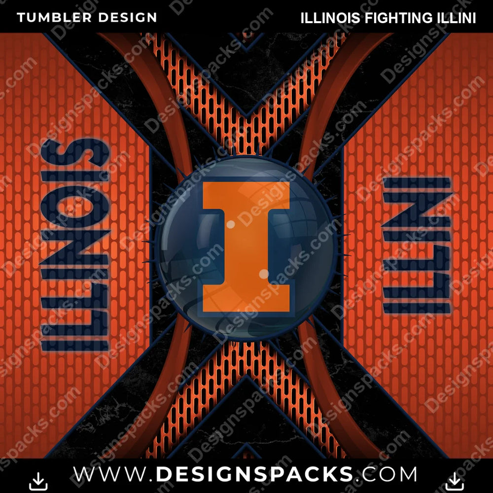 College Sport Metal Grating Illinois Fighting Illini NCAA College Sport Tumbler Digital Wrap Design Download