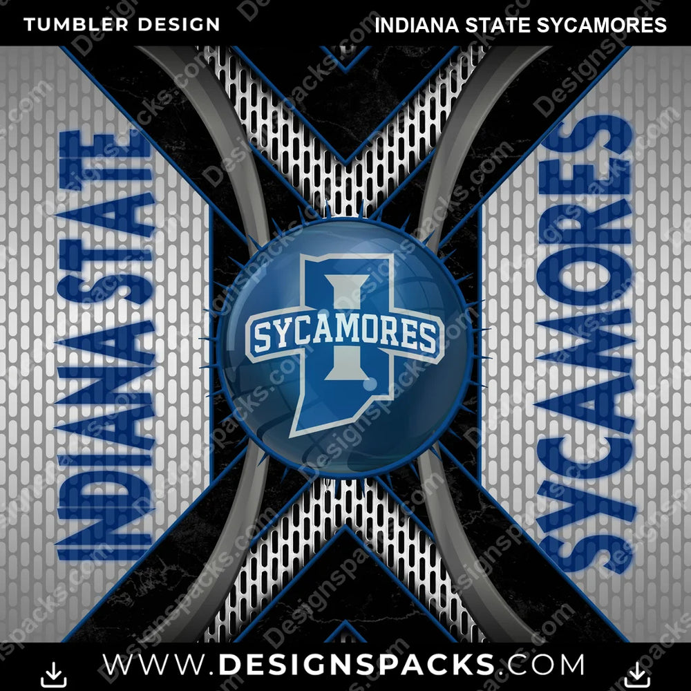 College Sport Metal Grating Indiana State Sycamores NCAA College Sport Tumbler Digital Wrap Design Download
