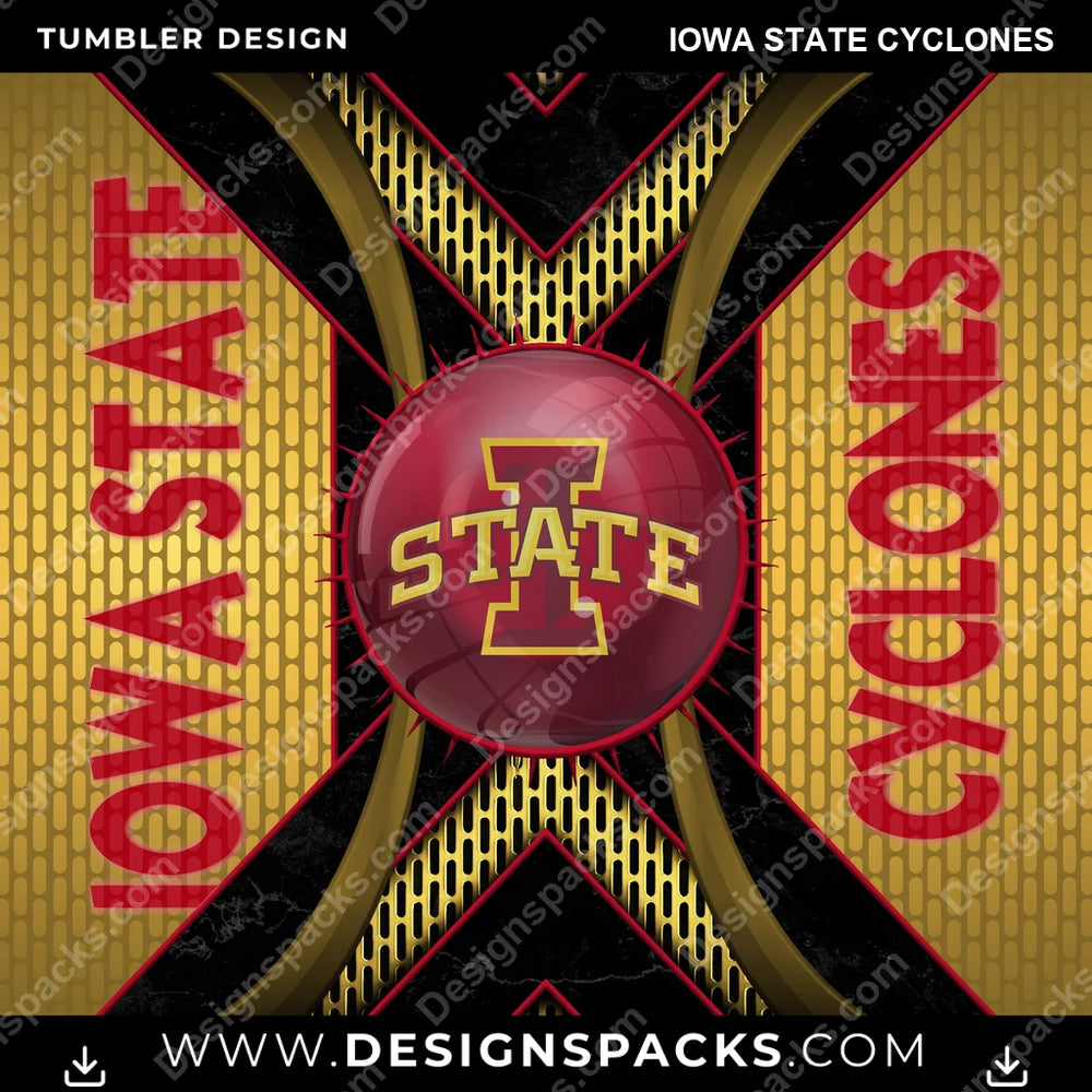 College Sport Metal Grating Iowa State Cyclones NCAA College Sport Tumbler Digital Wrap Design Download