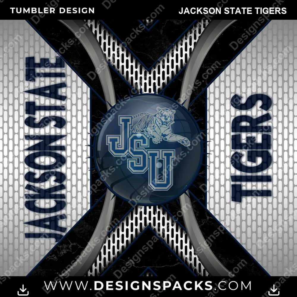 College Sport Metal Grating Jackson State Tigers NCAA College Sport Tumbler Digital Wrap Design Download