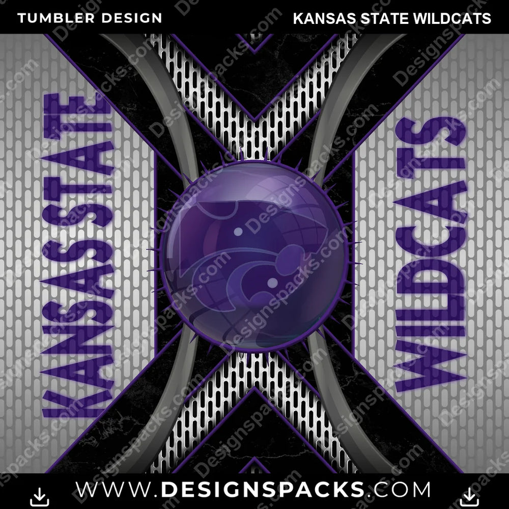 College Sport Metal Grating Kansas State Wildcats NCAA College Sport Tumbler Digital Wrap Design Download