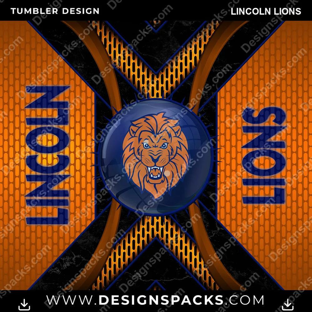 College Sport Metal Grating Lincoln Lions NCAA College Sport Tumbler Digital Wrap Design Download