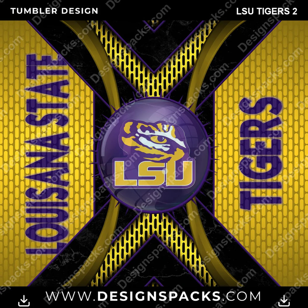 College Sport Metal Grating LSU Tigers 2 NCAA College Sport Tumbler Digital Wrap Design Download