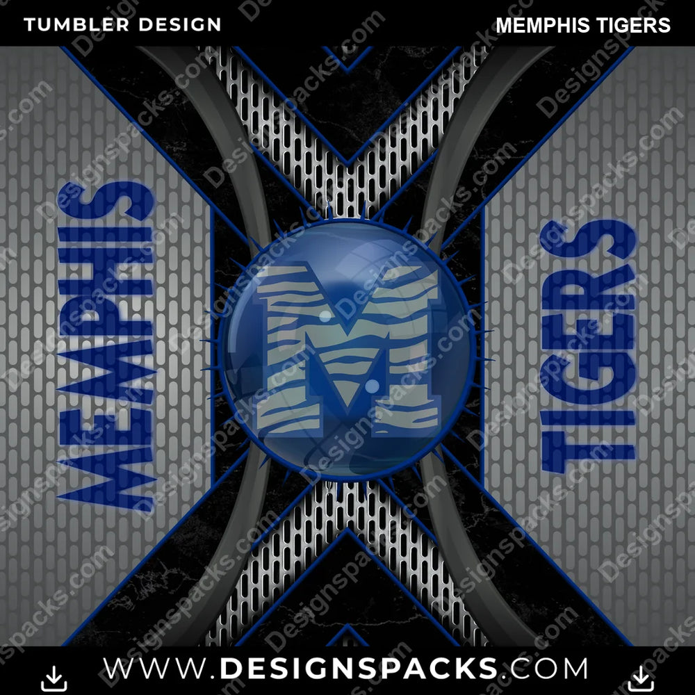 College Sport Metal Grating Memphis Tigers NCAA College Sport Tumbler Digital Wrap Design Download