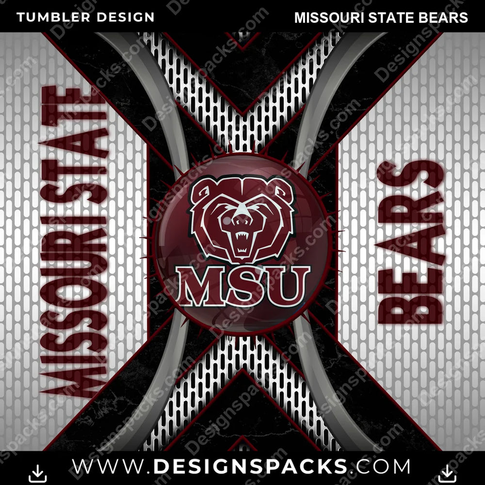 College Sport Metal Grating Missouri State Bears NCAA College Sport Tumbler Digital Wrap Design Download