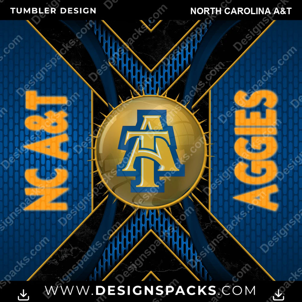 College Sport Metal Grating North Carolina A&T NCAA College Sport Tumbler Digital Wrap Design Download