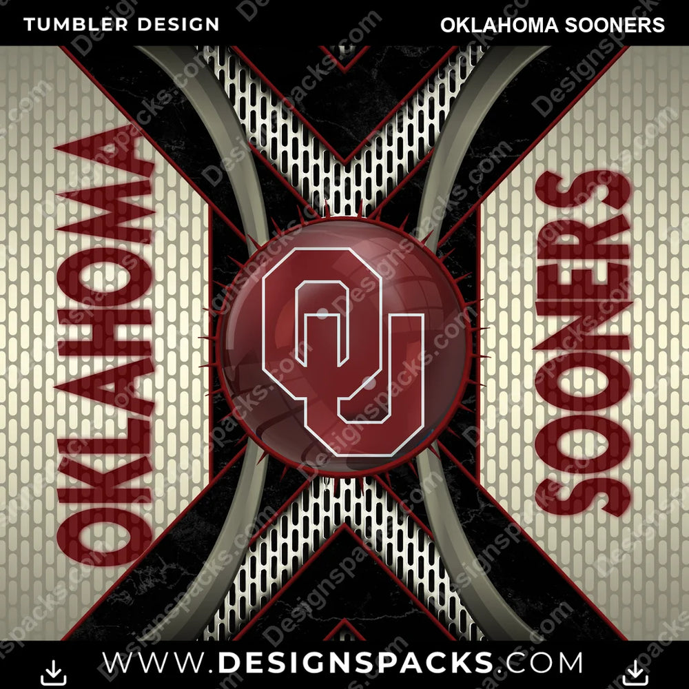 College Sport Metal Grating Oklahoma Sooners NCAA College Sport Tumbler Digital Wrap Design Download