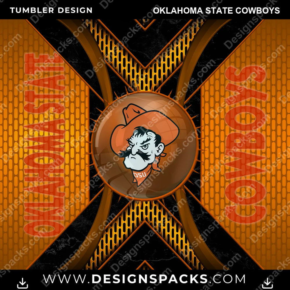 College Sport Metal Grating Oklahoma State Cowboys NCAA College Sport Tumbler Digital Wrap Design Download