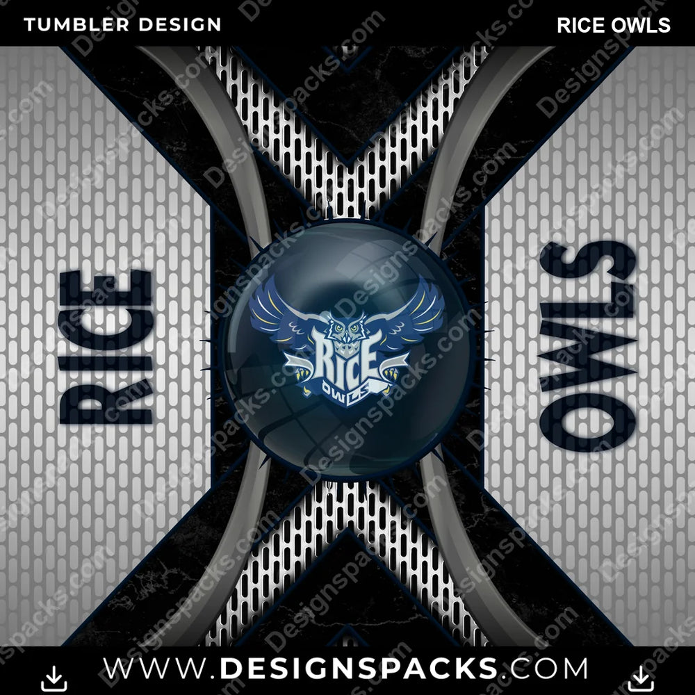College Sport Metal Grating Rice Owls NCAA College Sport Tumbler Digital Wrap Design Download