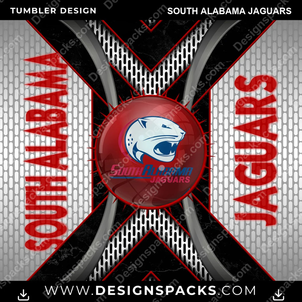College Sport Metal Grating South Alabama Jaguars NCAA College Sport Tumbler Digital Wrap Design Download