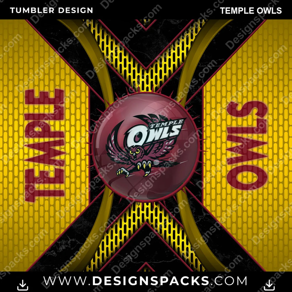 College Sport Metal Grating Temple Owls NCAA College Sport Tumbler Digital Wrap Design Download