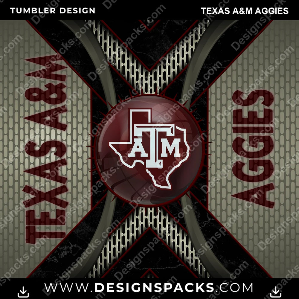 College Sport Metal Grating Texas A&M Aggies NCAA College Sport Tumbler Digital Wrap Design Download