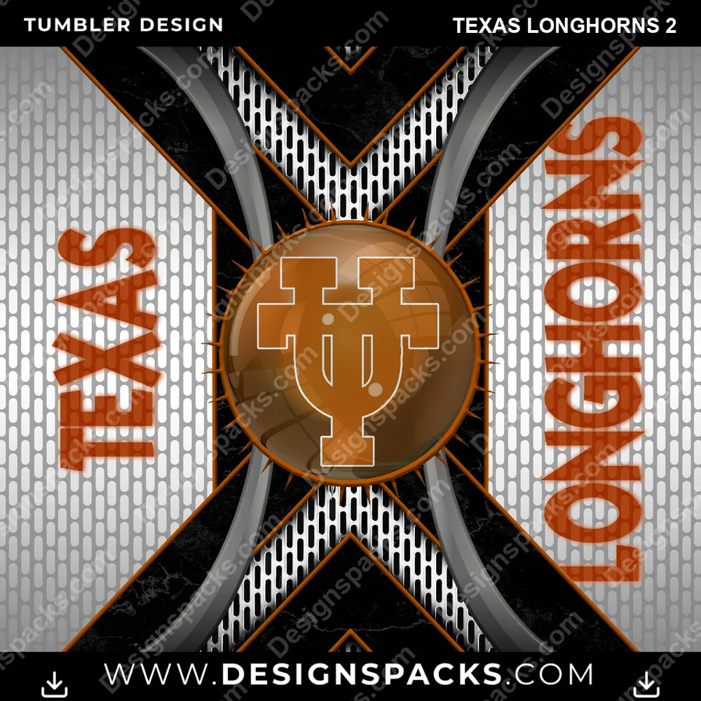College Sport Metal Grating Texas Longhorns 2 NCAA College Sport Tumbler Digital Wrap Design Download