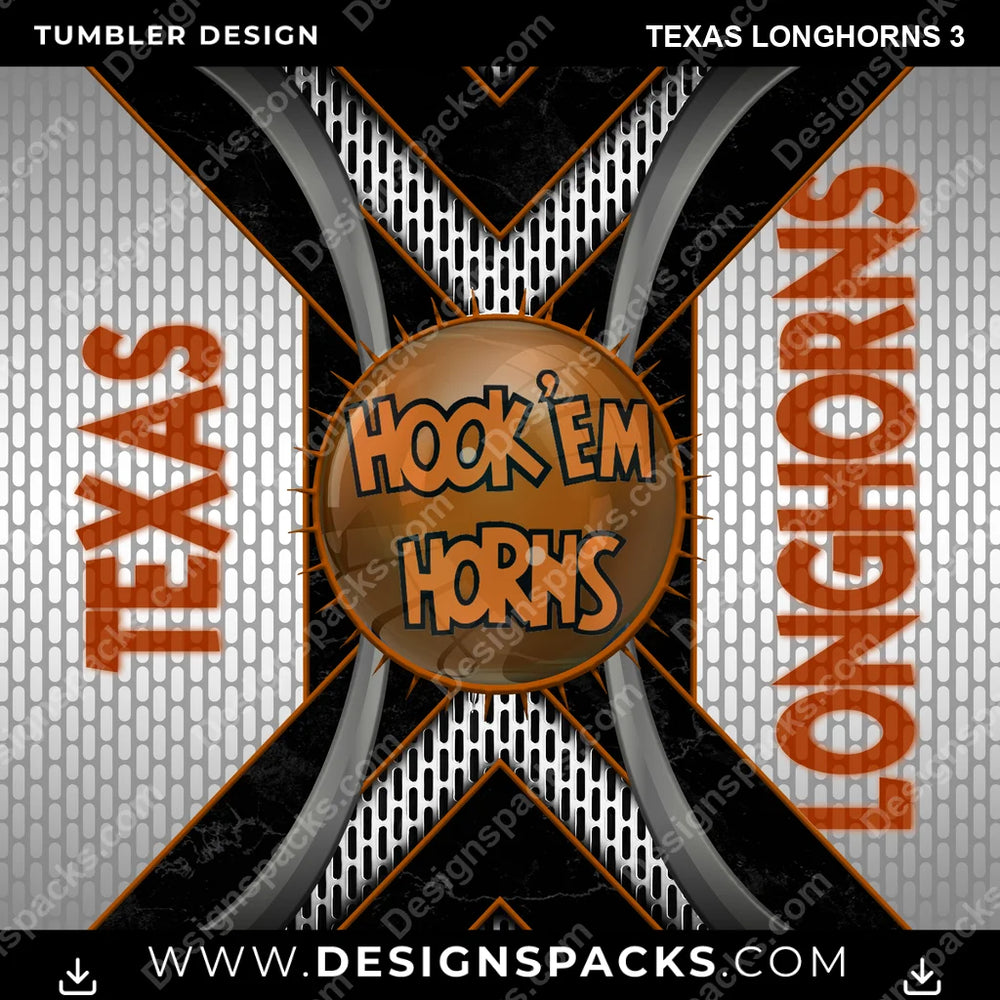 College Sport Metal Grating Texas Longhorns 3 NCAA College Sport Tumbler Digital Wrap Design Download