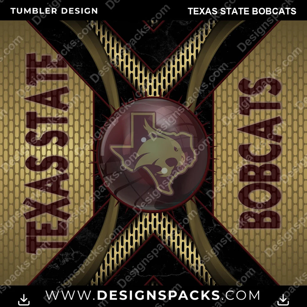 College Sport Metal Grating Texas State Bobcats NCAA College Sport Tumbler Digital Wrap Design Download
