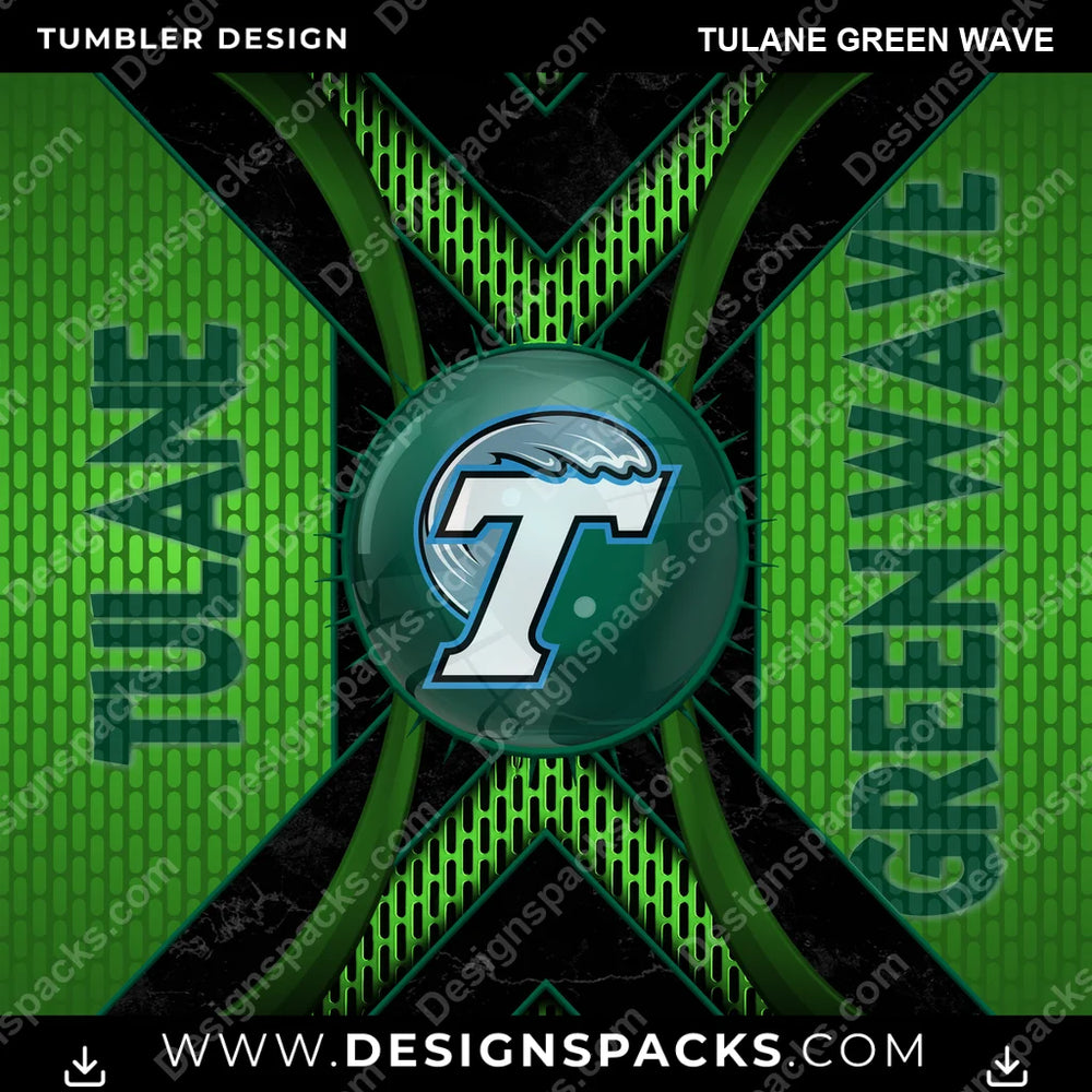 College Sport Metal Grating Tulane Green Wave NCAA College Sport Tumbler Digital Wrap Design Download