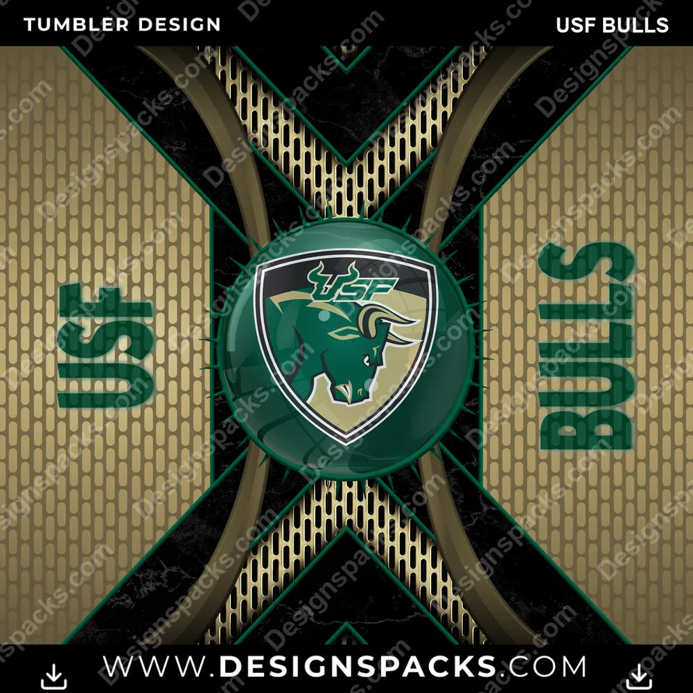 College Sport Metal Grating USF Bulls NCAA College Sport Tumbler Digital Wrap Design Download