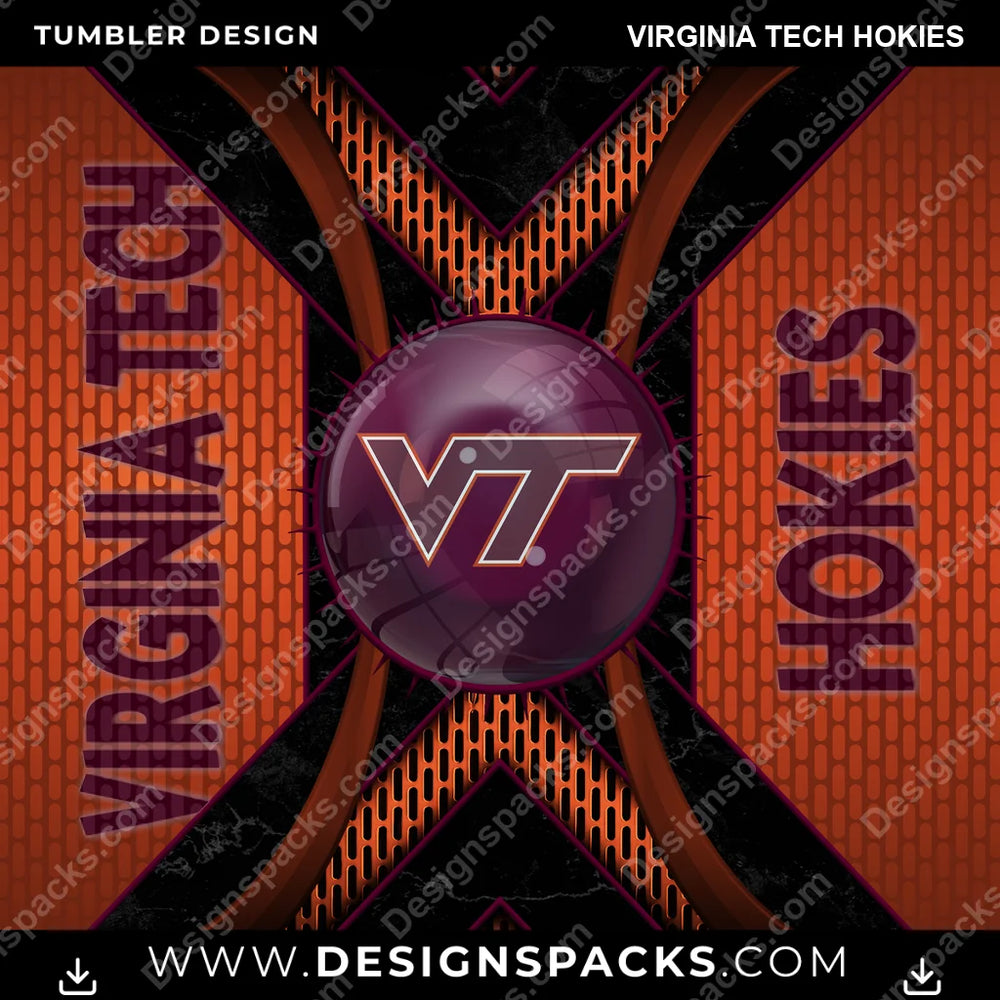 College Sport Metal Grating Virginia Tech Hokies NCAA College Sport Tumbler Digital Wrap Design Download