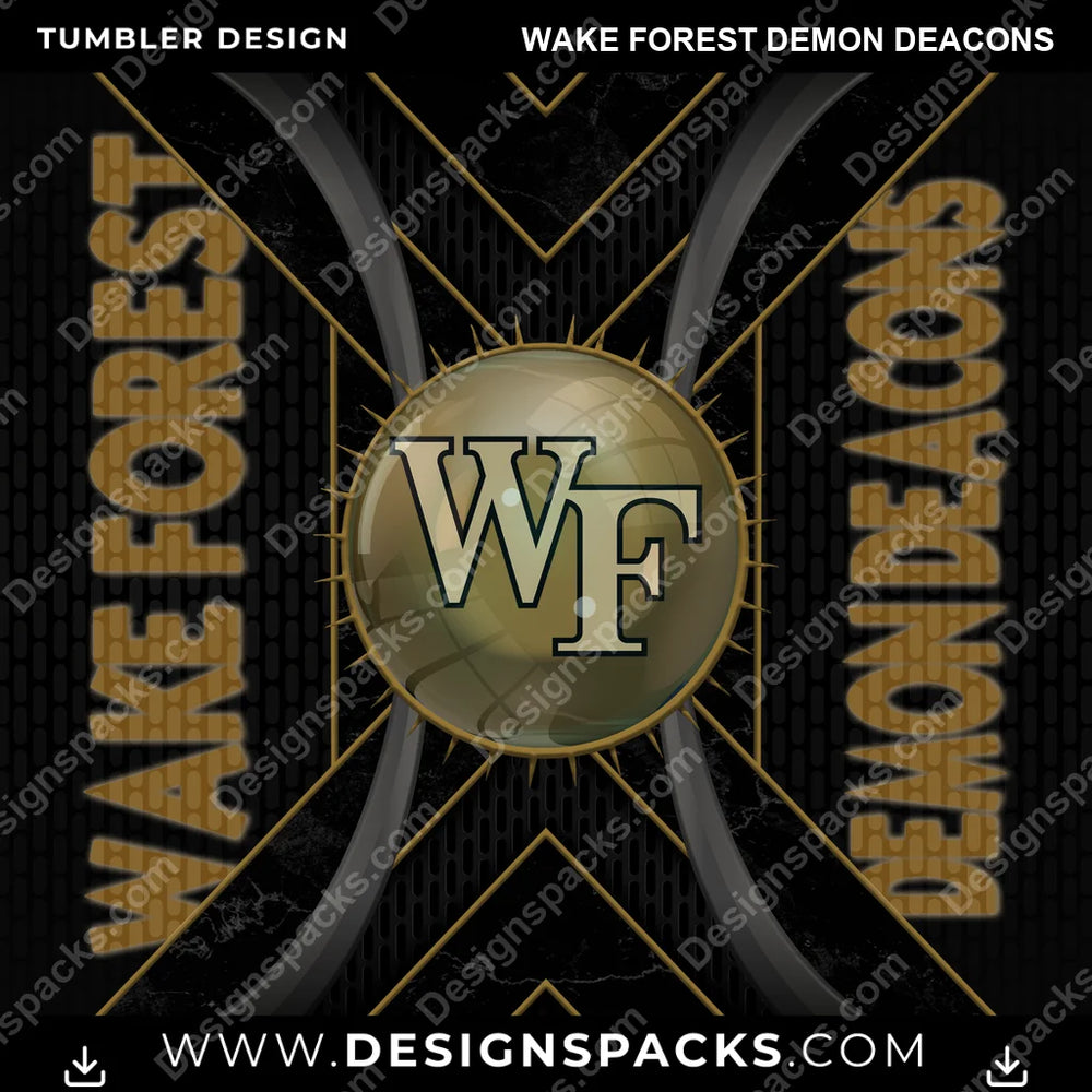College Sport Metal Grating Wake Forest Demon Deacons NCAA College Sport Tumbler Digital Wrap Design Download