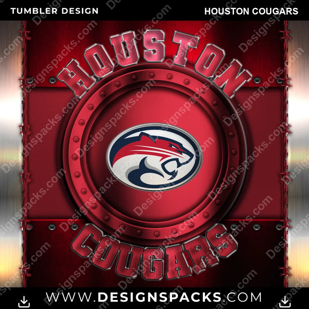 College Sport Metal Houston Cougars NCAA College Sport Tumbler Digital Wrap Design Download