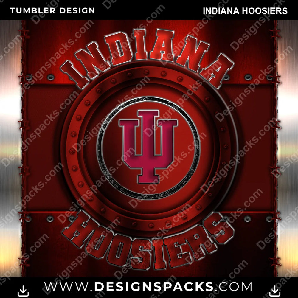 College Sport Metal Indiana Hoosiers NCAA College Sport Tumbler Digital Wrap Design Download