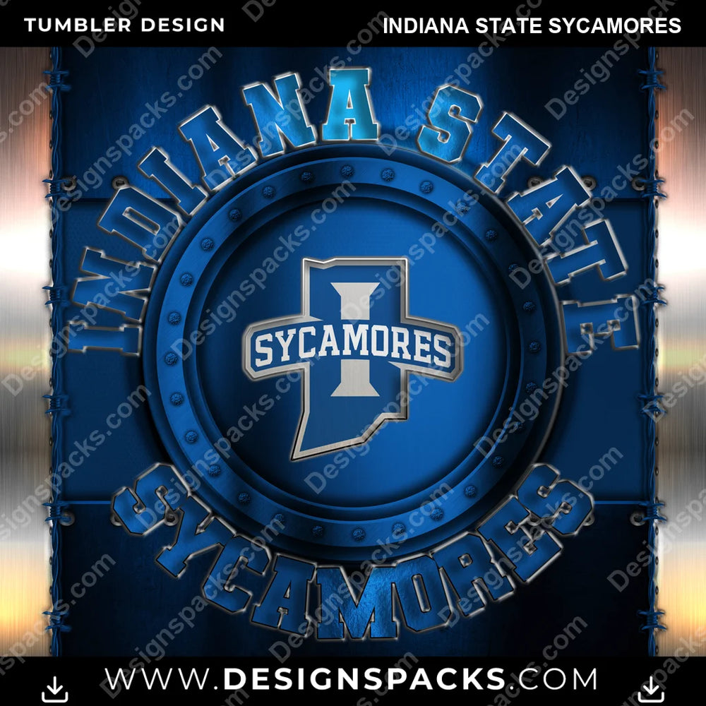 College Sport Metal Indiana State Sycamores NCAA College Sport Tumbler Digital Wrap Design Download