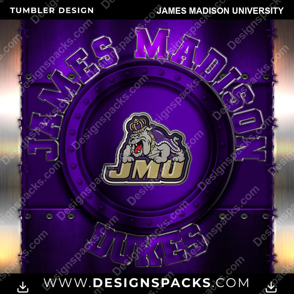 College Sport Metal James Madison University NCAA College Sport Tumbler Digital Wrap Design Download