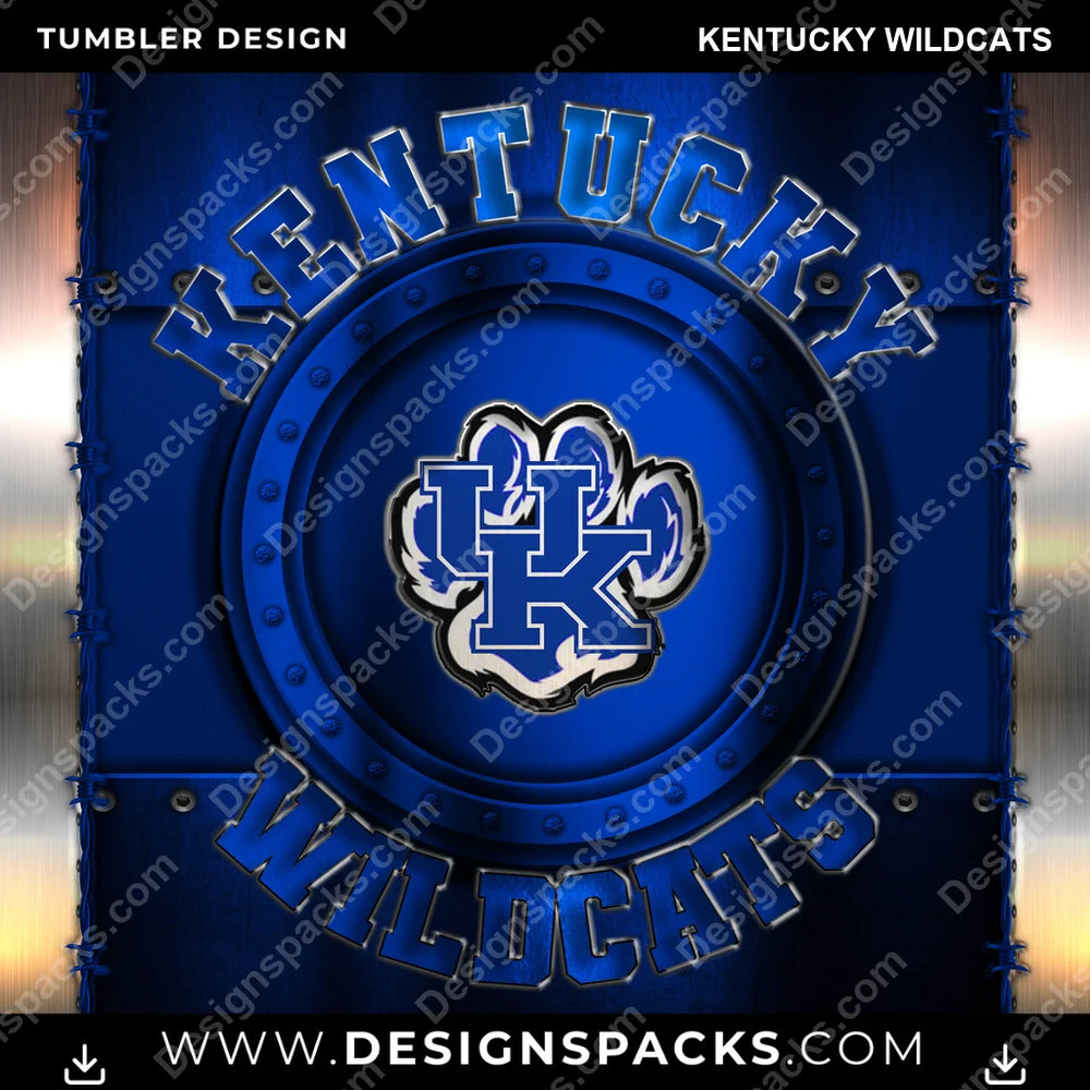 College Sport Metal Kentucky Wildcats NCAA College Sport Tumbler Digital Wrap Design Download
