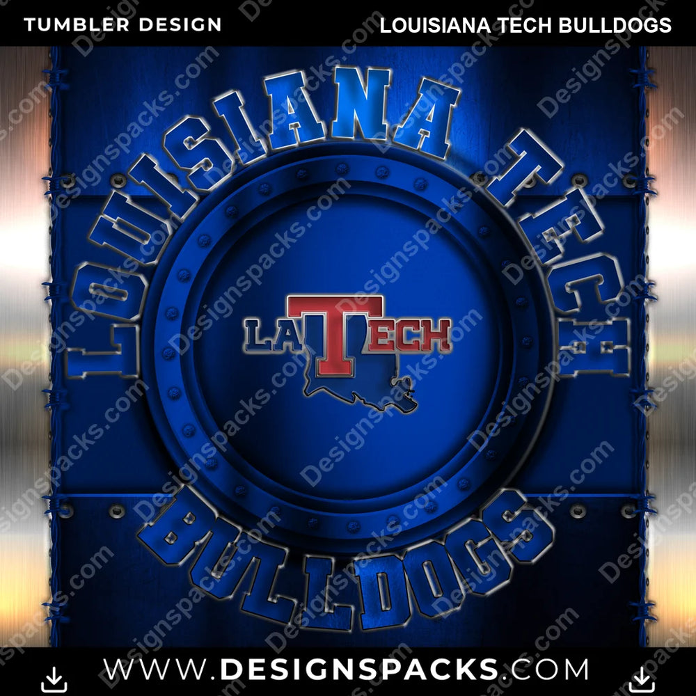 College Sport Metal Louisiana Tech Bulldogs NCAA College Sport Tumbler Digital Wrap Design Download