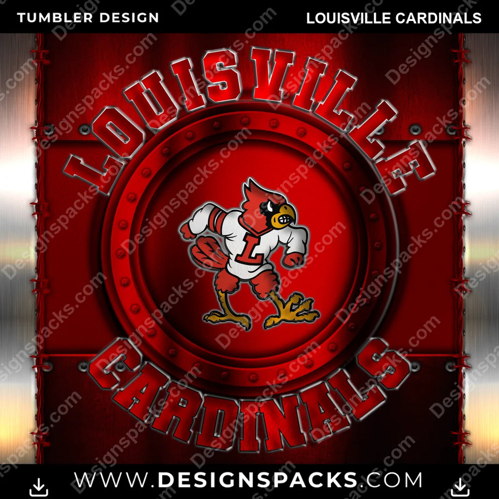 College Sport Metal Louisville Cardinals NCAA College Sport Tumbler Digital Wrap Design Download