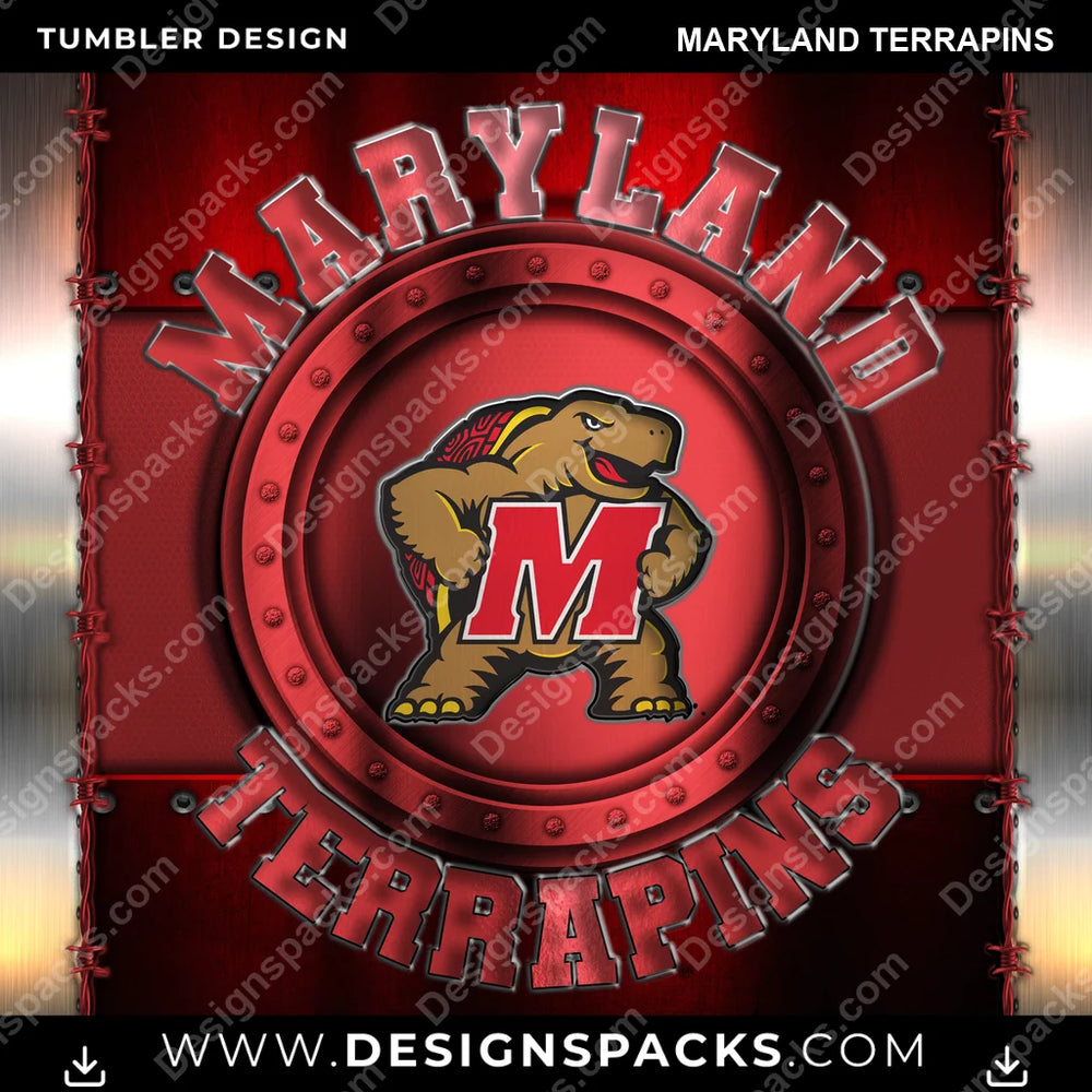 College Sport Metal Maryland Terrapins NCAA College Sport Tumbler Digital Wrap Design Download