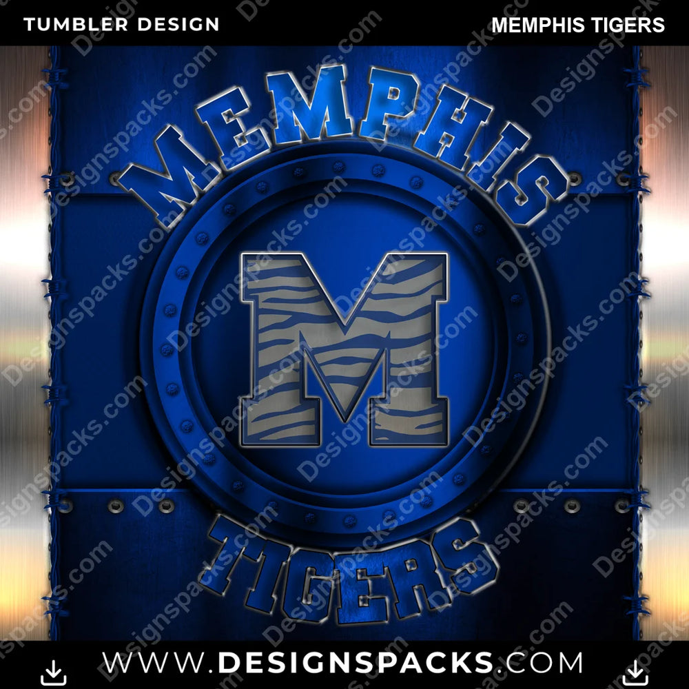 College Sport Metal Memphis Tigers NCAA College Sport Tumbler Digital Wrap Design Download