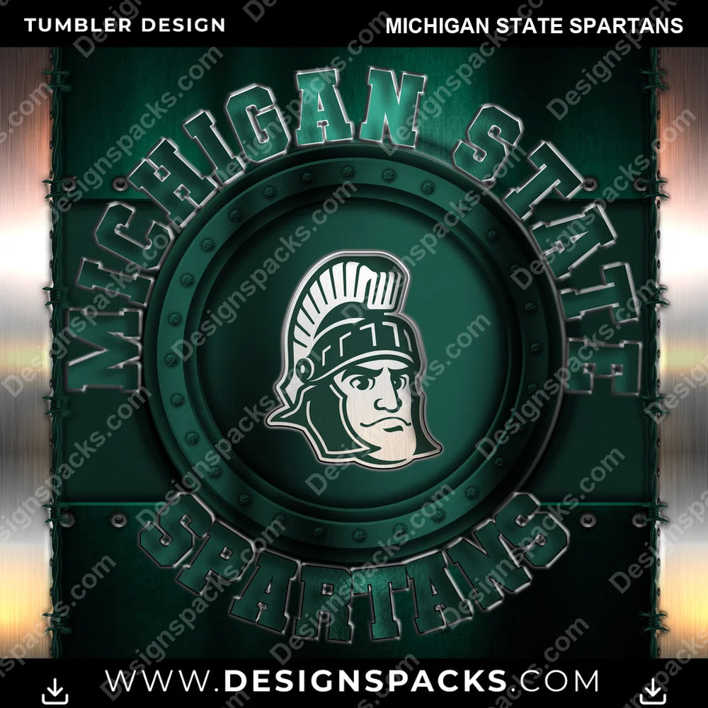 College Sport Metal Michigan State Spartans NCAA College Sport Tumbler Digital Wrap Design Download
