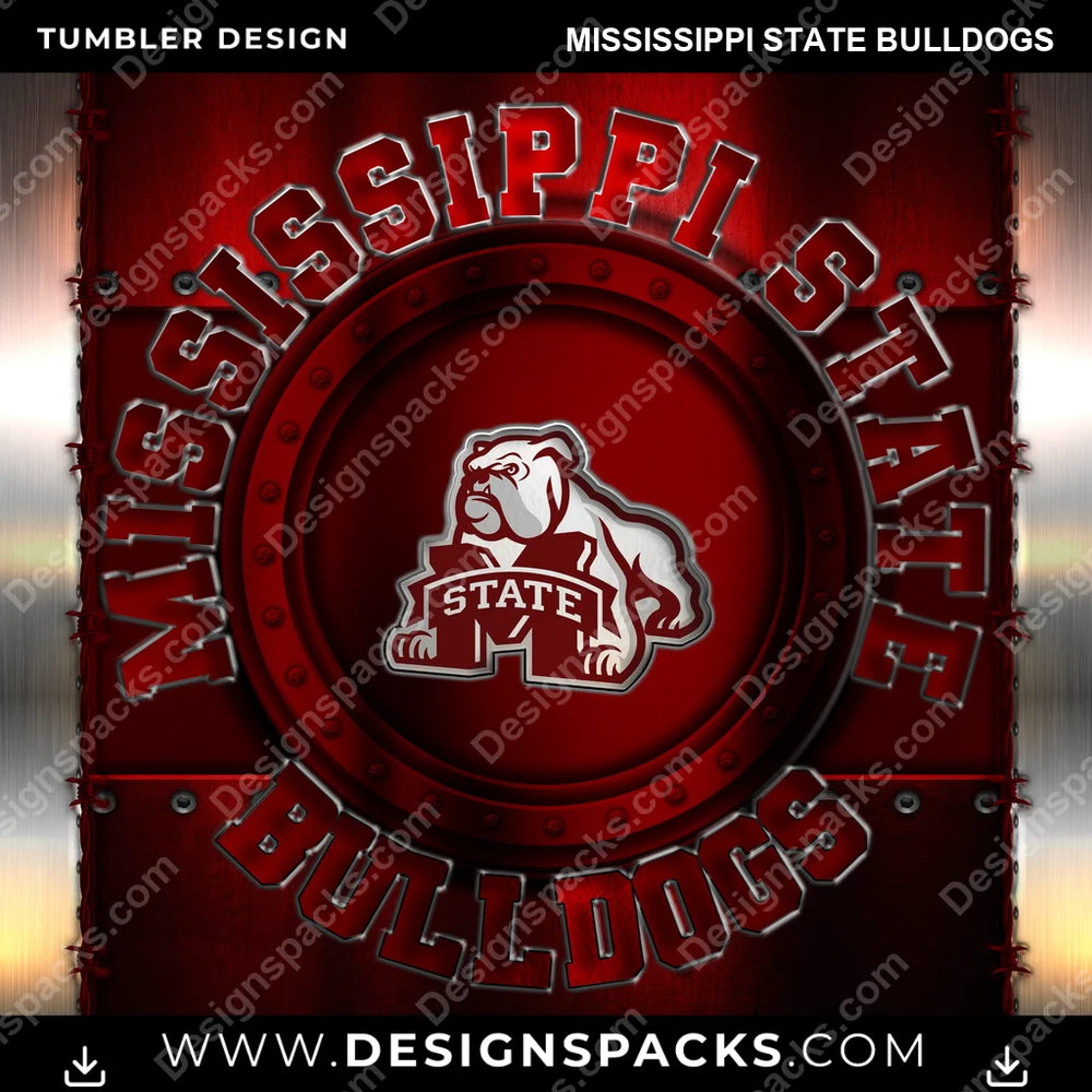 College Sport Metal Mississippi State Bulldogs NCAA College Sport Tumbler Digital Wrap Design Download