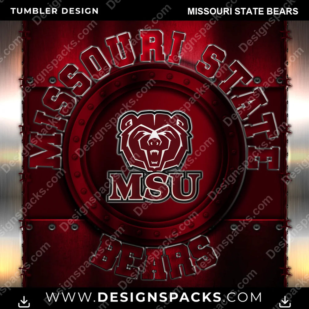 College Sport Metal Missouri State Bears NCAA College Sport Tumbler Digital Wrap Design Download