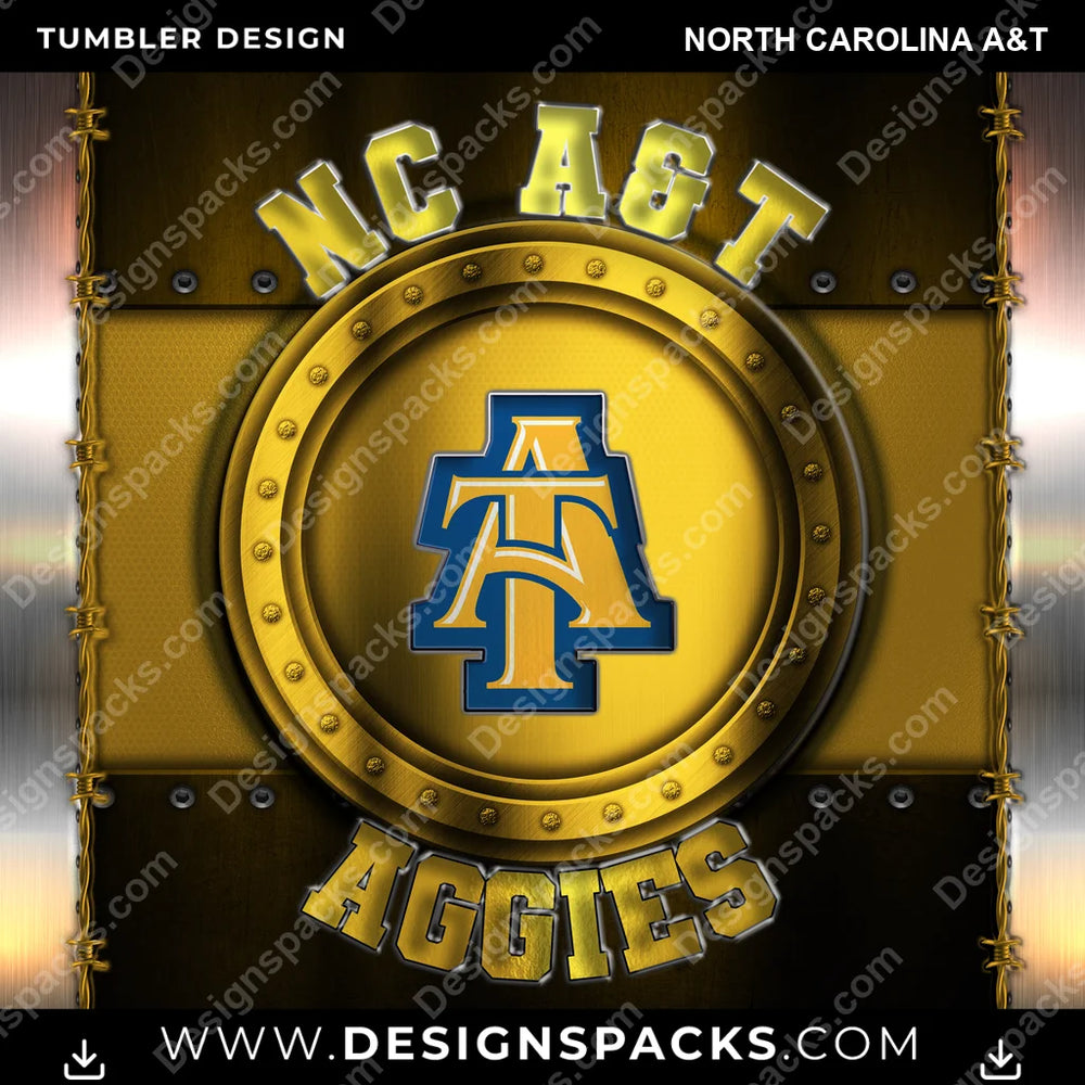 College Sport Metal North Carolina A&T NCAA College Sport Tumbler Digital Wrap Design Download